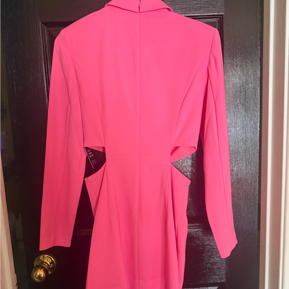 Express Vibrant Pink Long Sleeve Dress - Picture 3 of 8
